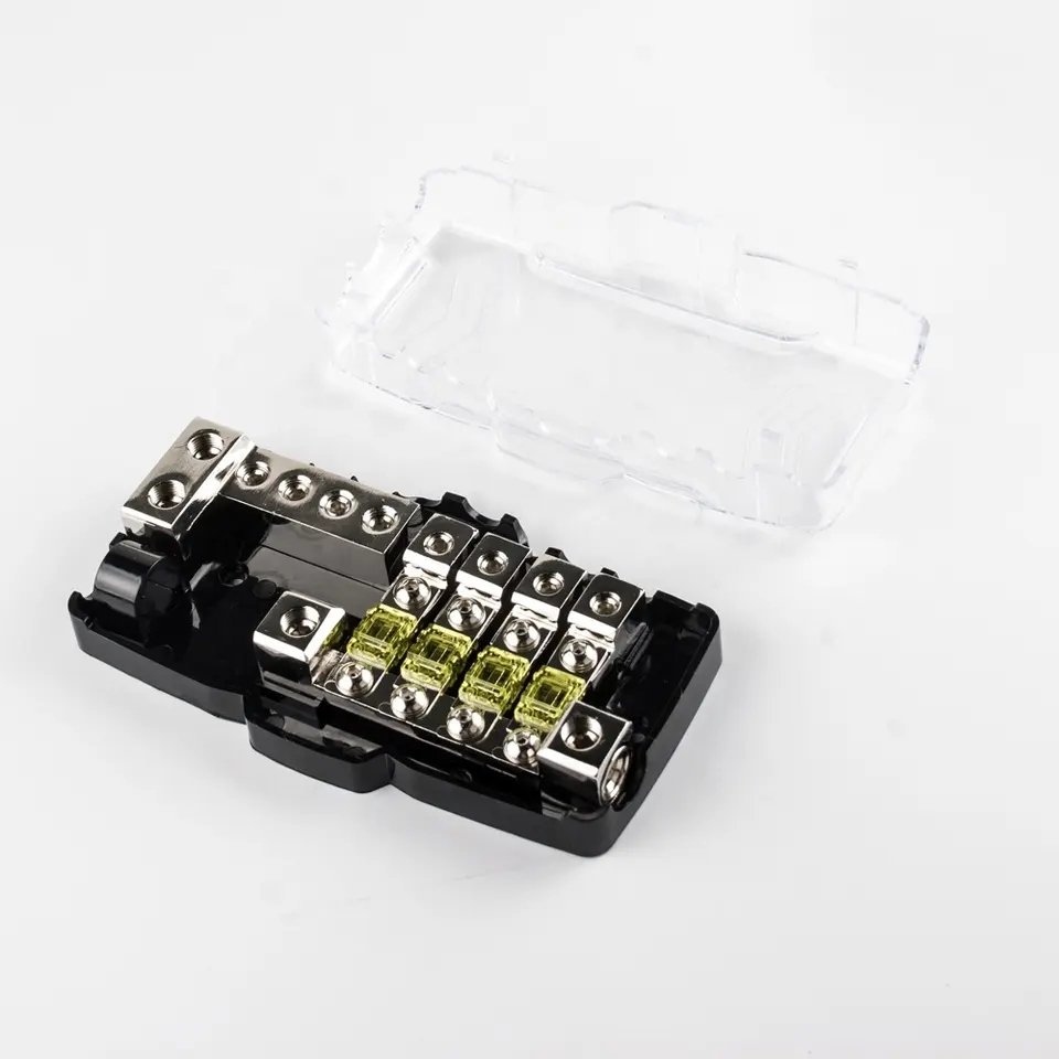 Car Audio Zink Alloy Plated Satin Nickle Transparent PC Shell Accessories 4-Fuse Holder 1/2/3/4 Way