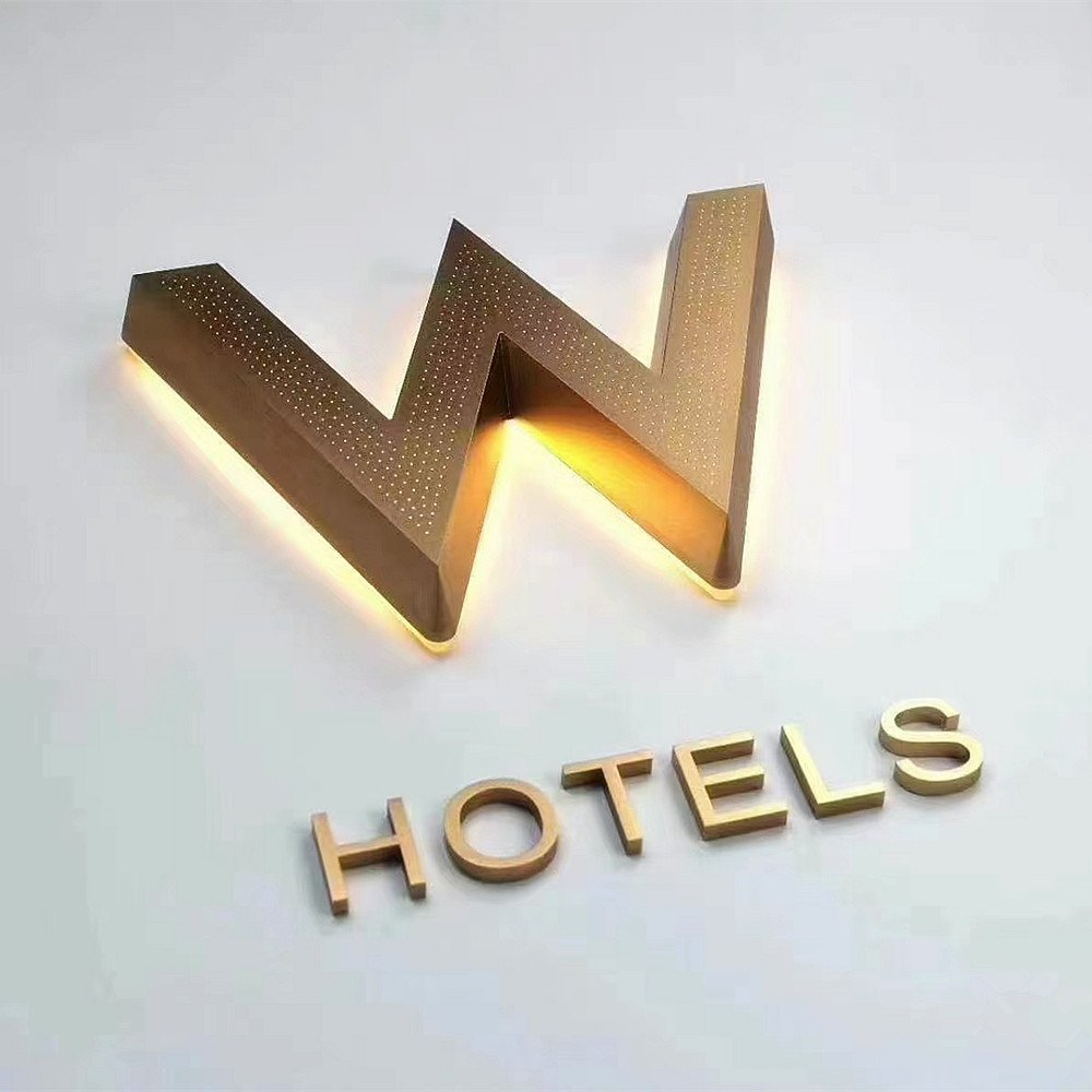 Hotel Logo Letters Light Sign Hotel Logo Brand Sign Backlit Characters Logo Custom for Hotel Board Sign