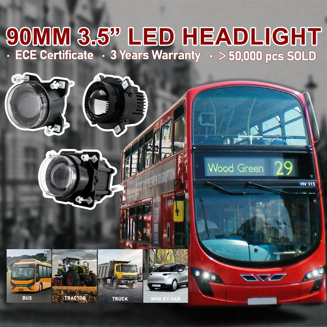 Auto Led Headlight Tuff Plus 90Mm Led Headlamp High Low Beam With Parking Light Led Light for Cars
