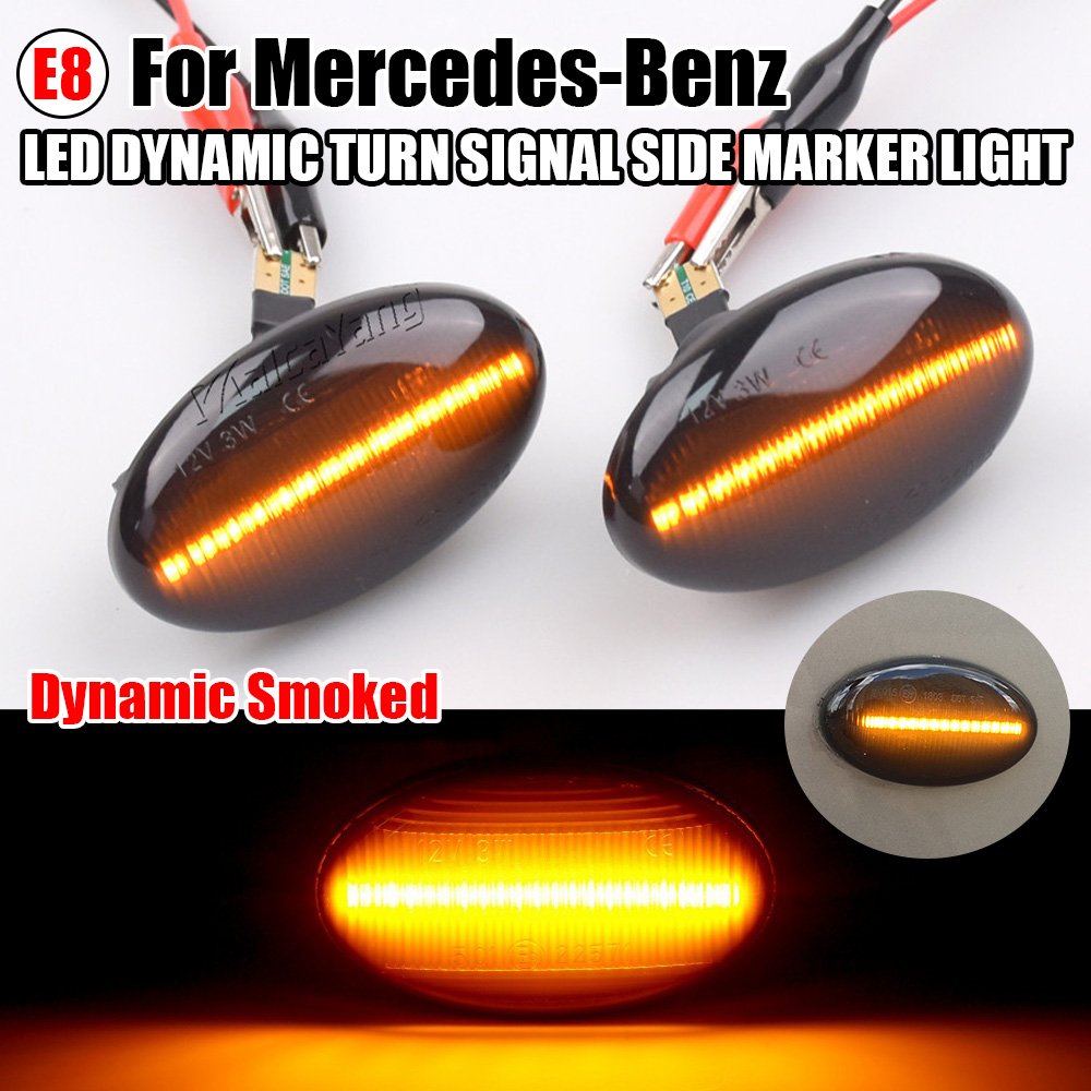 2x Dynamic LED Turn Signal Lights Side Marker Lamp Car Accessaries for Mercedes-Benz Smart 450 & Benz W639 W168 W447 W452 W415