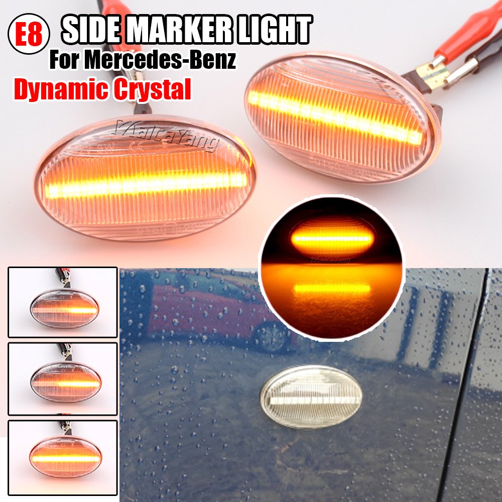 2x Dynamic LED Turn Signal Lights Side Marker Lamp Car Accessaries for Mercedes-Benz Smart 450 & Benz W639 W168 W447 W452 W415