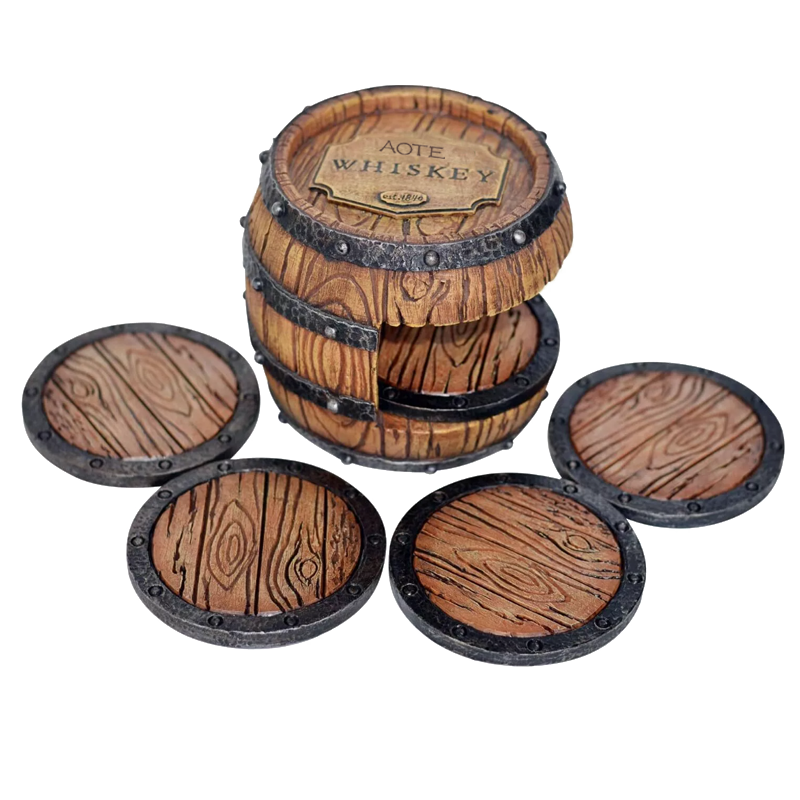 Whiskey Barrel Drink Coasters Unique Bar Decor and Accessories Beer Coaster Home Decorations for Dining Room Drink Coasters