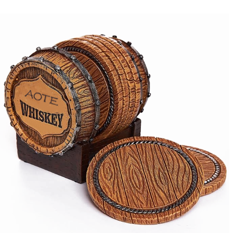 Whiskey Barrel Drink Coasters Unique Bar Decor and Accessories Beer Coaster Home Decorations for Dining Room Drink Coasters