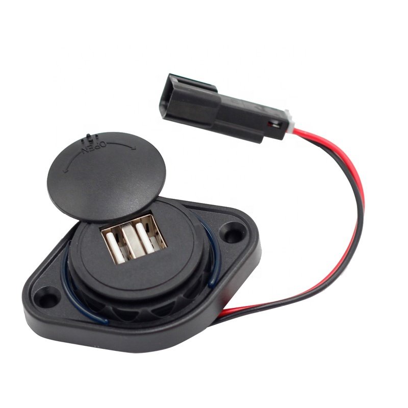 12V 3.1A Flat Surface Panel Mount Car Seat Dual USB Bus Charger With Connectors