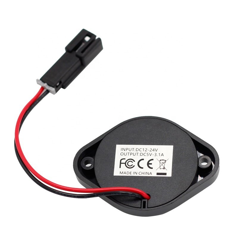 12V 3.1A Flat Surface Panel Mount Car Seat Dual USB Bus Charger With Connectors