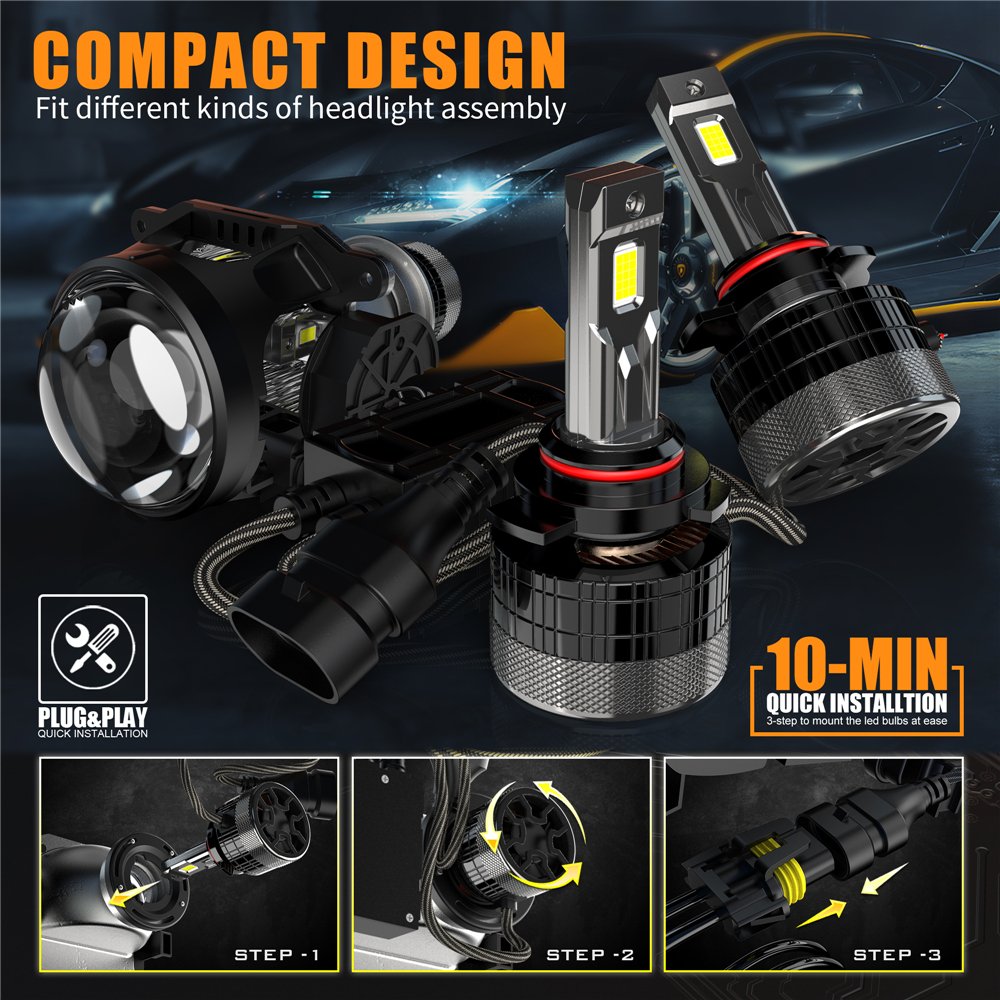 High Quality Car Headlight Bulbs Luz LED H4 Lens 9005 9006 9012 H1 H7 H11 H11 12V CSP Auto Fog Light Kit New 9005 9006 9012