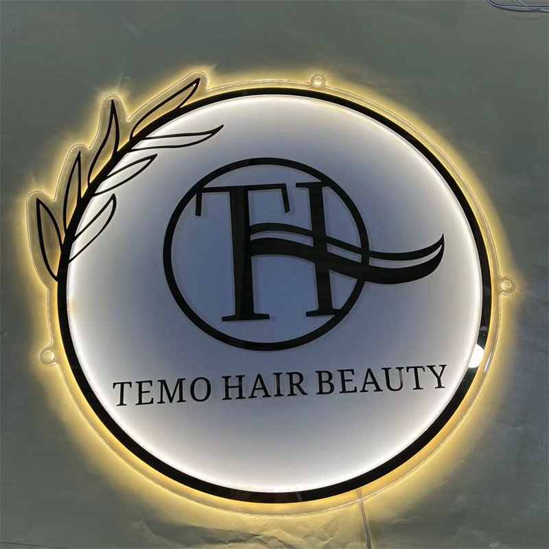 Clear Acrylic Logo With Led Light Golden Mirror Letters Business Signs for Shop