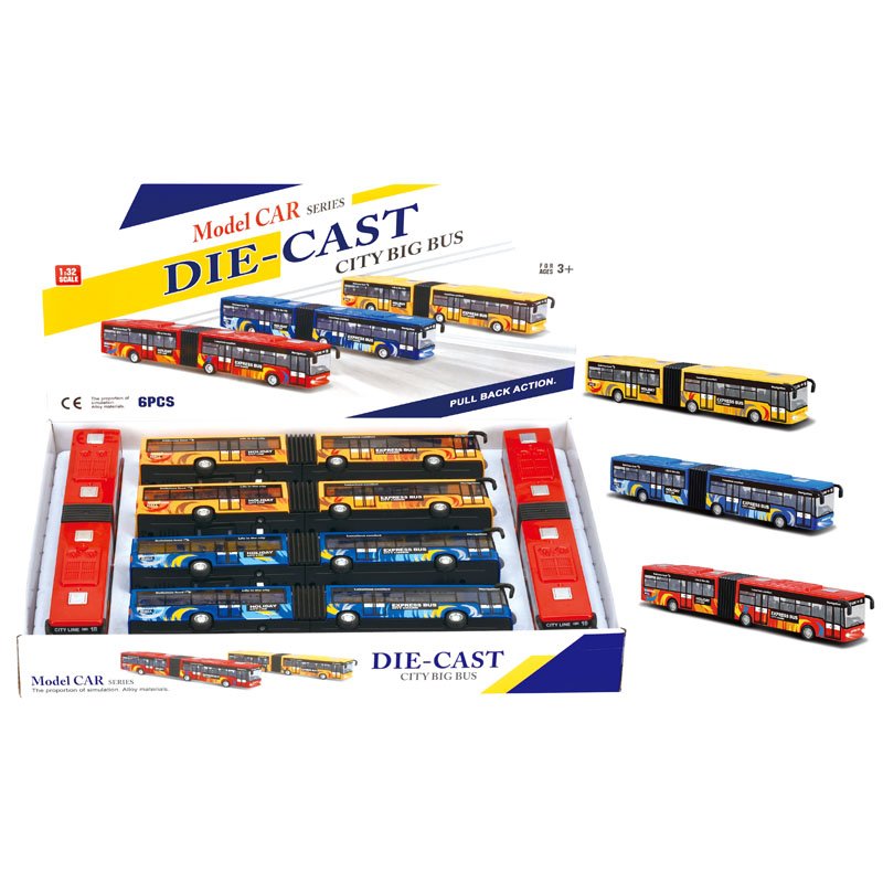 Popular Children's Simulation Alloy Tour City Sightseeing Extended Bus Light Music Bus Car Display Box Toy Car