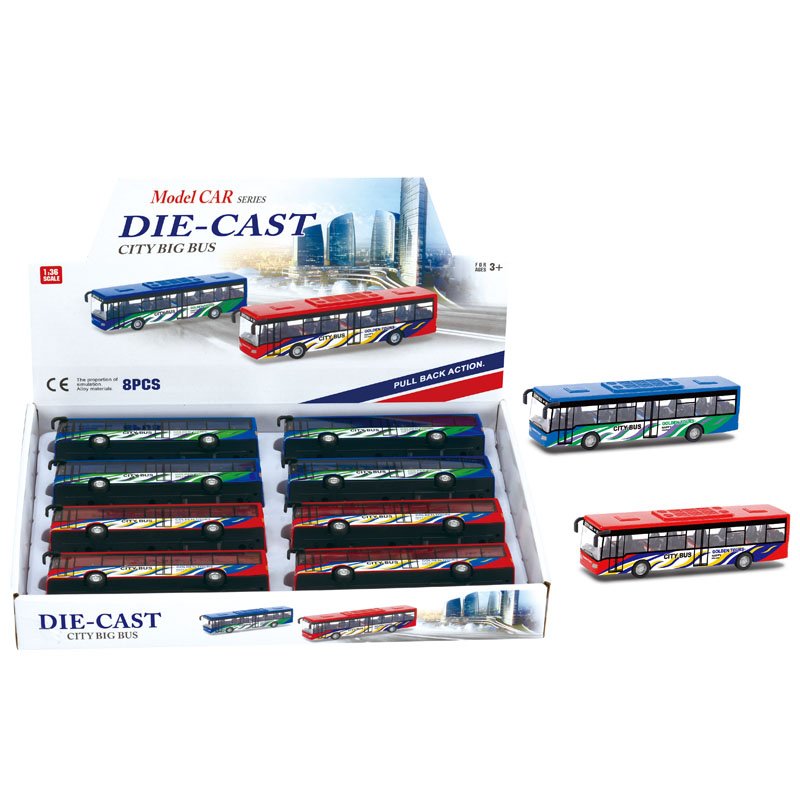 Popular Children's Simulation Alloy Tour City Sightseeing Extended Bus Light Music Bus Car Display Box Toy Car