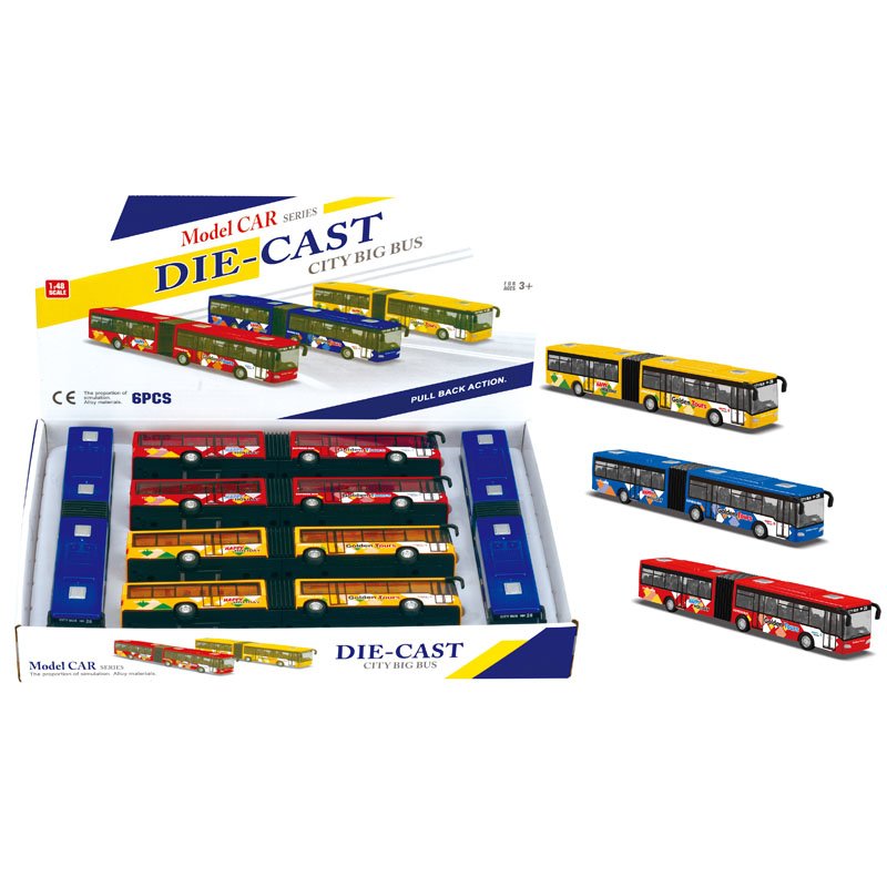 Popular Children's Simulation Alloy Tour City Sightseeing Extended Bus Light Music Bus Car Display Box Toy Car
