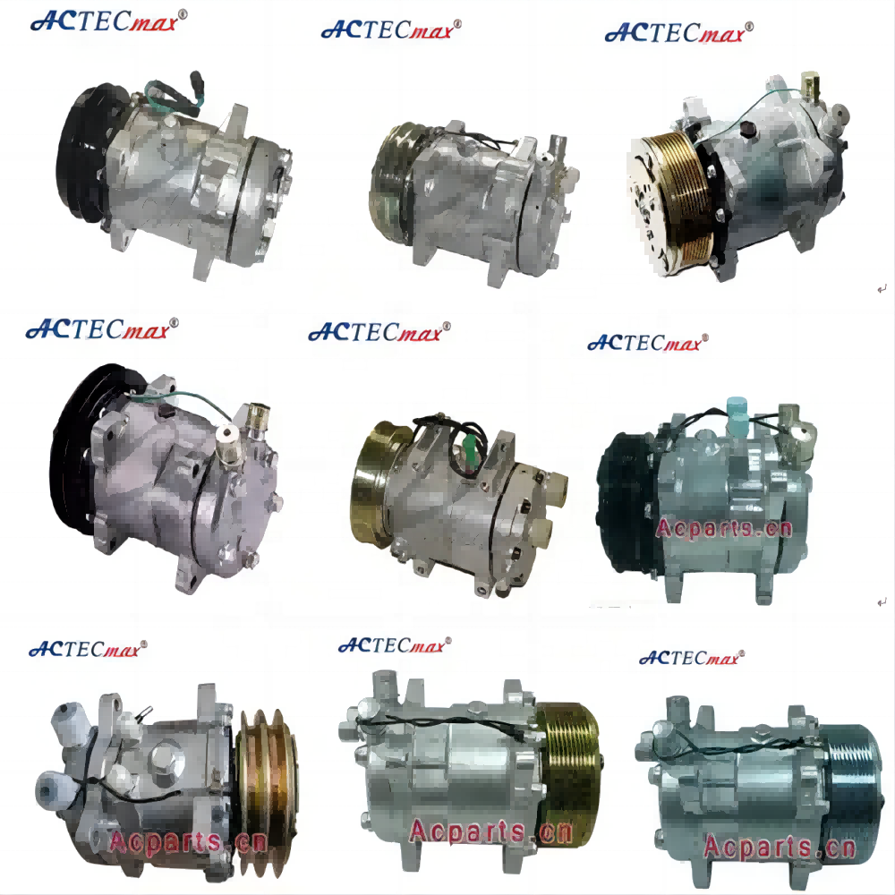 ACTECmax Auto Universal AC Compressor New 12V/24V Universal Refrigeration for Cars Trucks Buses with R134A New Condition AC.100