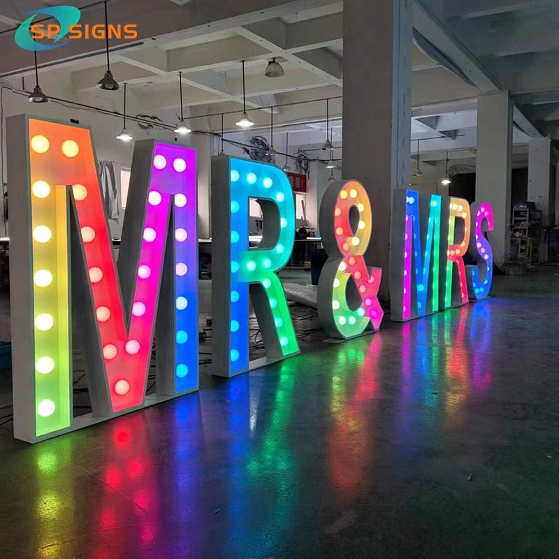 SP Factory Custom Mr&Mrs Metal 3ft Outdoor Giant Baby Marry Me Led Light Sign Wholesale Love 4ft 5ft Marquee Letter