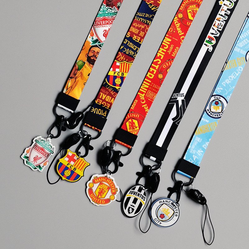 Satin Lanyards Wholesale Fashion Soccer Team Lanyard Accessories Football Anti-Lost Phone Neck Hanging Lanyards Card Case Custom