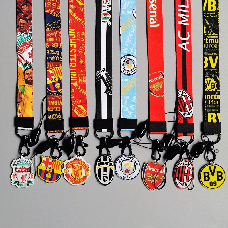 Satin Lanyards Wholesale Fashion Soccer Team Lanyard Accessories Football Anti-Lost Phone Neck Hanging Lanyards Card Case Custom