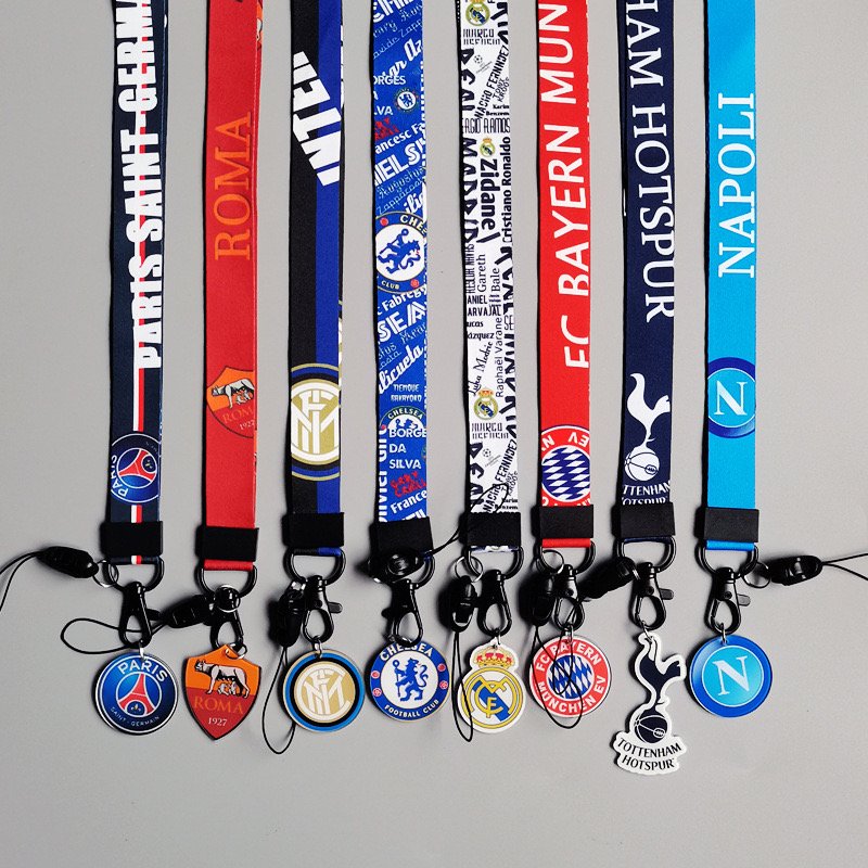 Satin Lanyards Wholesale Fashion Soccer Team Lanyard Accessories Football Anti-Lost Phone Neck Hanging Lanyards Card Case Custom