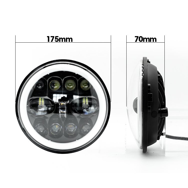 New Arrival Motorcycle Work Lights Dual Color with Angel Eye 7inch Round Led Headlight for Truck Faro Led 7inch Luces Para Autos