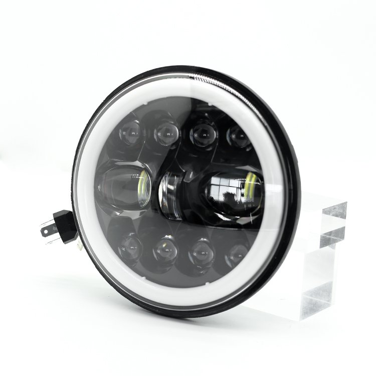New Arrival Motorcycle Work Lights Dual Color with Angel Eye 7inch Round Led Headlight for Truck Faro Led 7inch Luces Para Autos