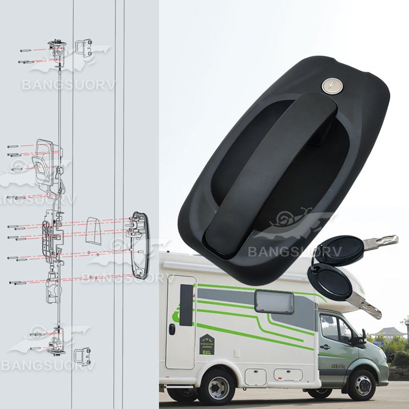 BSS990-1 RV caravan Euro Entry Door Handle Lock Camper Double Point Lock/RV Lock/lock