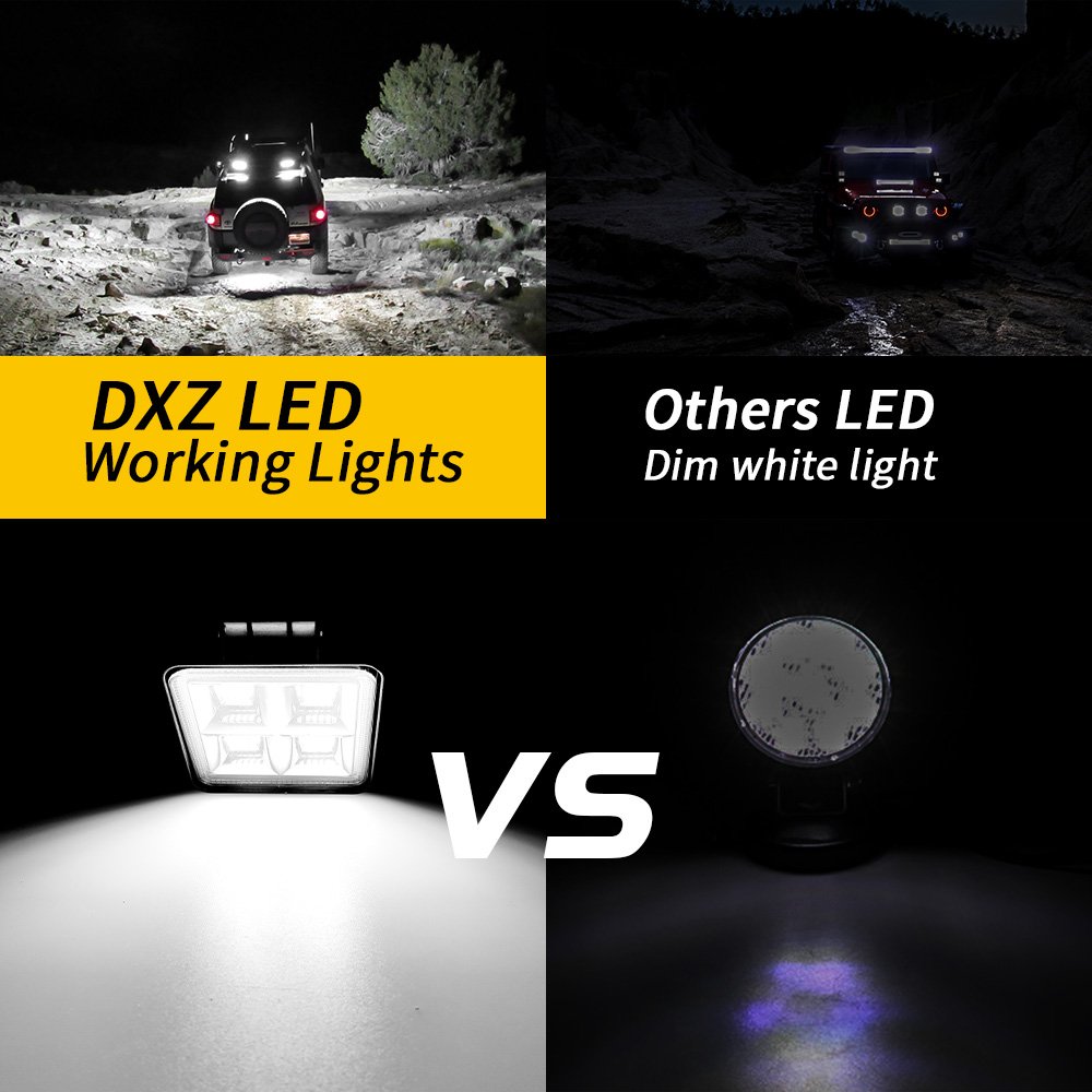 DXZ DC 12V 24V 4inch Flood Beam LED Work Light for Off Road Truck Bus Boat FogLight Car Light Assembly LED Light Bar
