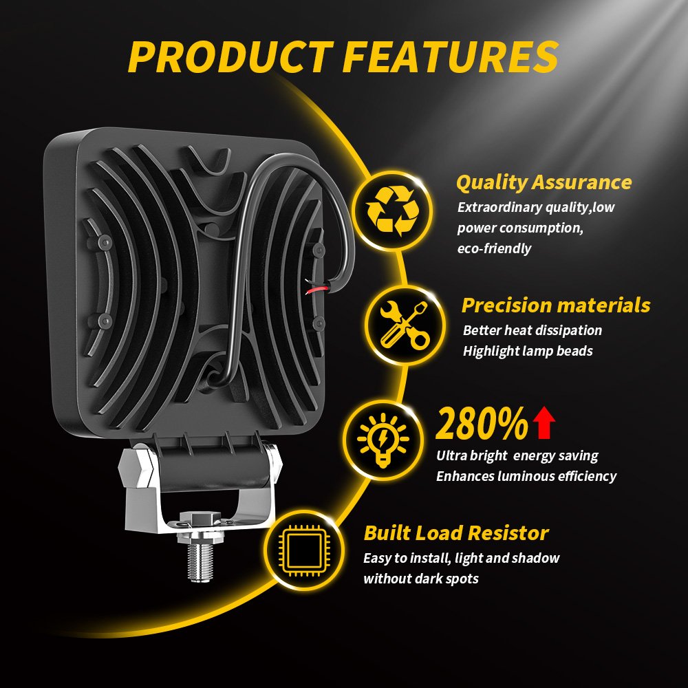 DXZ DC 12V 24V 4inch Flood Beam LED Work Light for Off Road Truck Bus Boat FogLight Car Light Assembly LED Light Bar