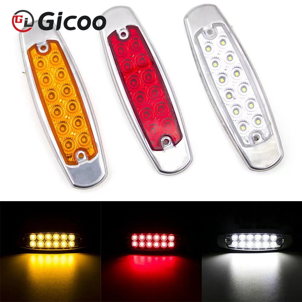 GICOO 12 SMD Truck Marker Side Light Car Decorative Signal Tail Lamp Car LED Taillight Lorry Caravan Bus Van Boat