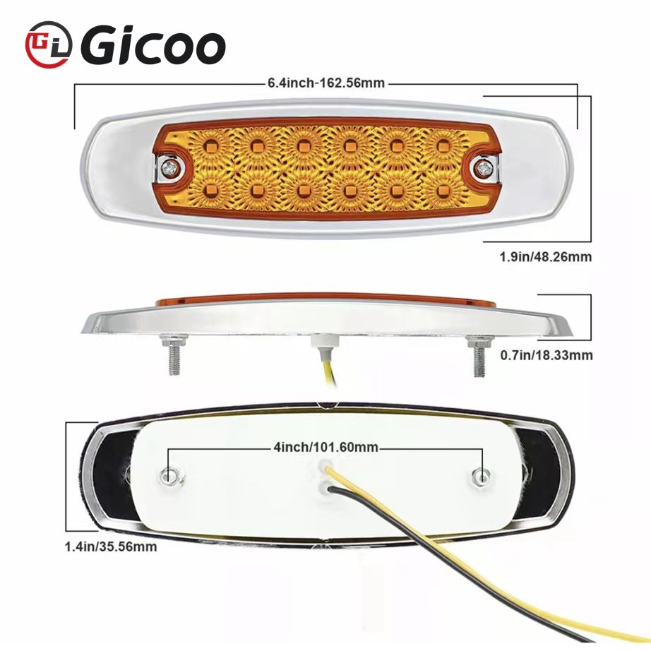 GICOO 12 SMD Truck Marker Side Light Car Decorative Signal Tail Lamp Car LED Taillight Lorry Caravan Bus Van Boat