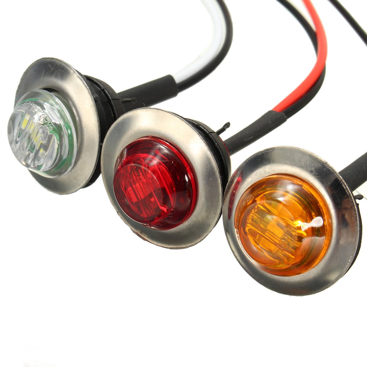 3/4" 12V 0.75 Inch Amber Truck Clearance Marker Side Light Trailer Signal Lamp Indicator With Chrome Rim for School Bus