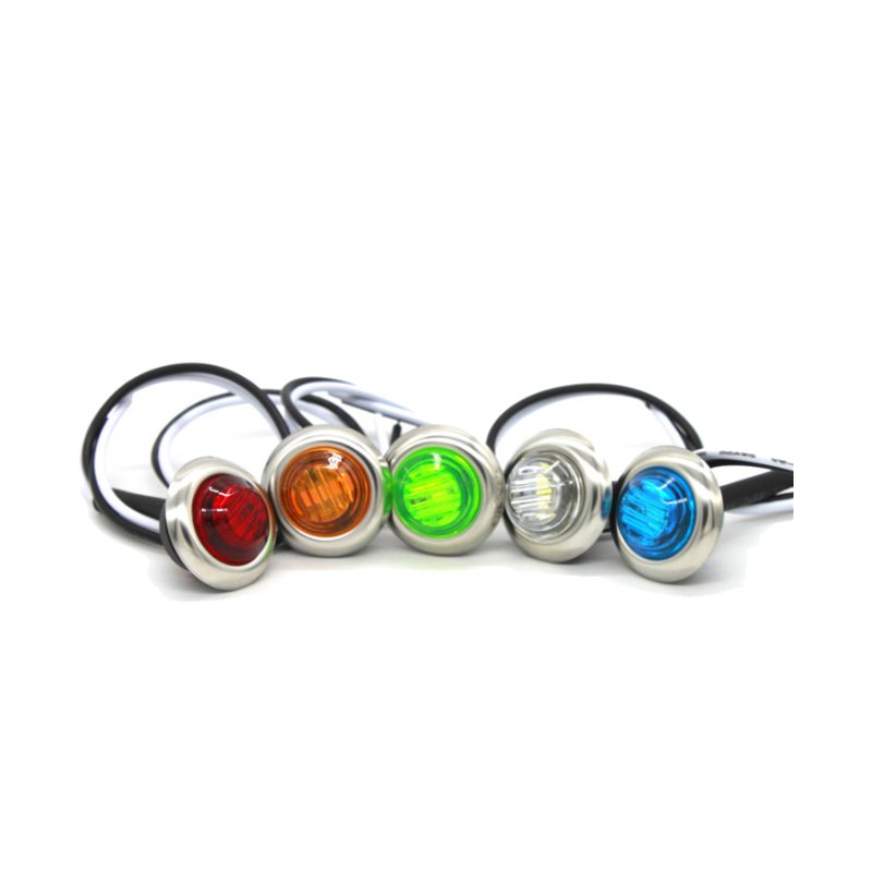 3/4" 12V 0.75 Inch Amber Truck Clearance Marker Side Light Trailer Signal Lamp Indicator With Chrome Rim for School Bus