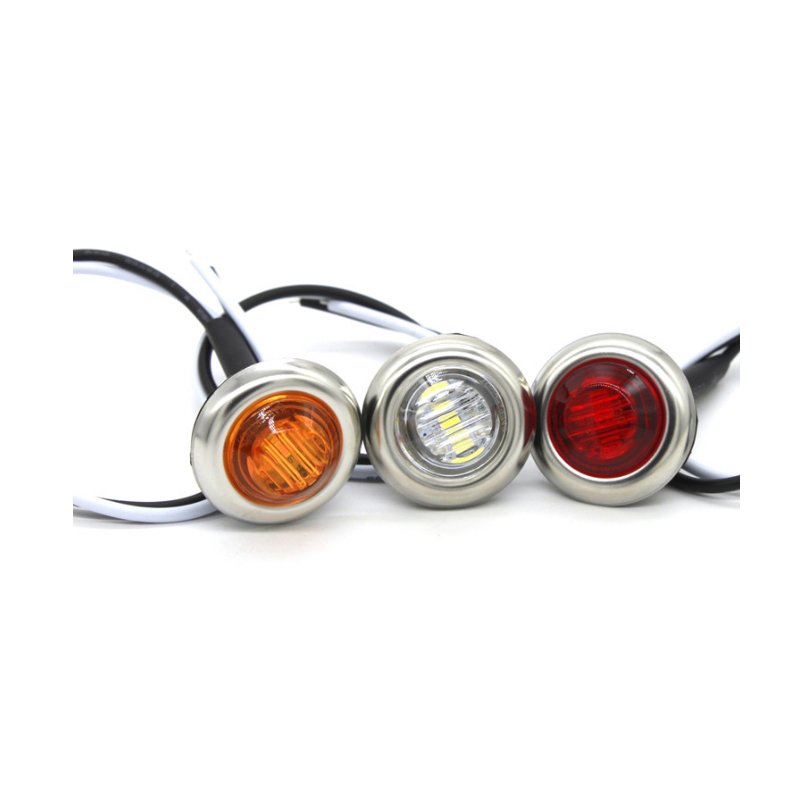 3/4" 12V 0.75 Inch Amber Truck Clearance Marker Side Light Trailer Signal Lamp Indicator With Chrome Rim for School Bus