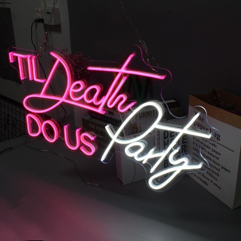 Drop Shipping LED Illuminated Logo Acrylic Wing Love Wedding Custom Neon Signs Word Lights for Home Bar