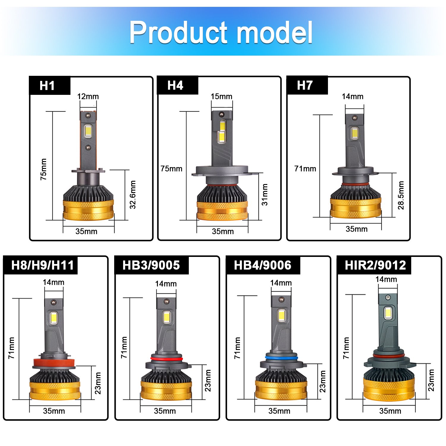 Factory Wholesale 13000lm H7 H11 9005 9006 Light Bulb Ip67 Waterpoof Projector Headlamps S35 Car Led Headlights Bulbs