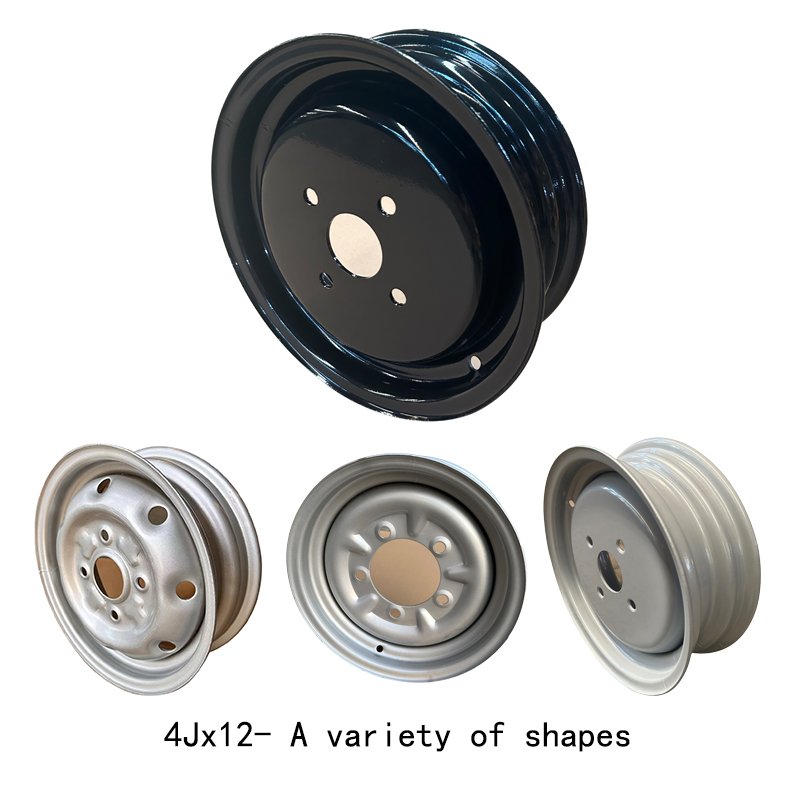 Steel Wheels 12 Inch 4 Holes 4Jx12 Steel Trailer Wheel Rims for 500-12 145/70R12 Tires