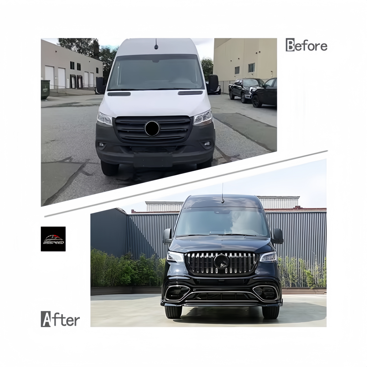 TIANSHENG AUTO 2024 Bodykit for Mercedes Benz Sprinter 2018-2023 W907 Model New Plastic Bumper Headlight Conversion Kit Upgrade