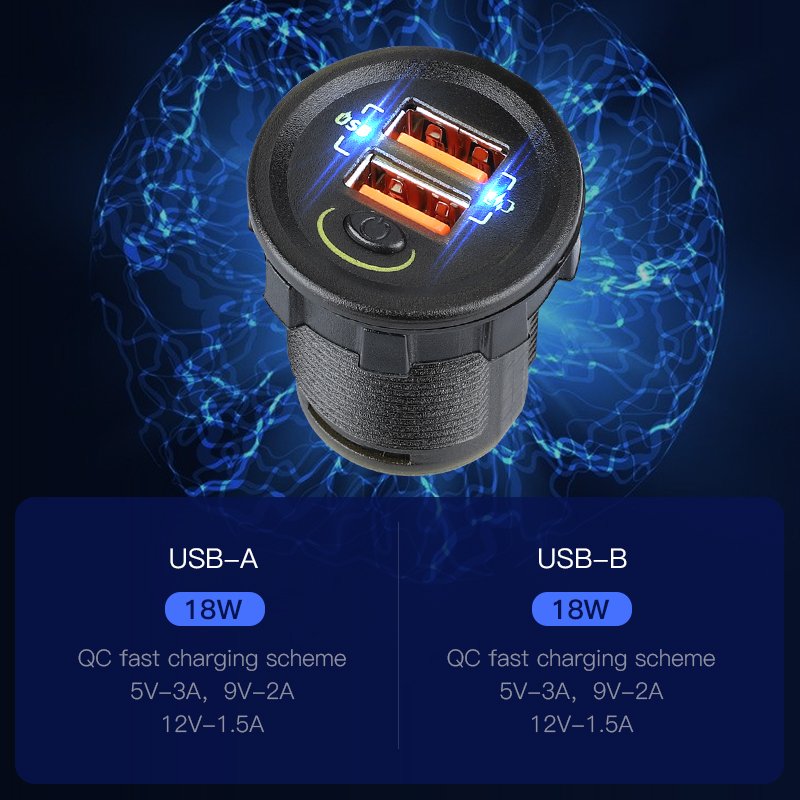 Wholesales on Off Switch 36W 24V 12V Chargers Fast Charging Socket 2 USB Type C Car Charger USB Car Bus