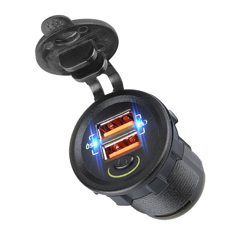 Wholesales on Off Switch 36W 24V 12V Chargers Fast Charging Socket 2 USB Type C Car Charger USB Car Bus