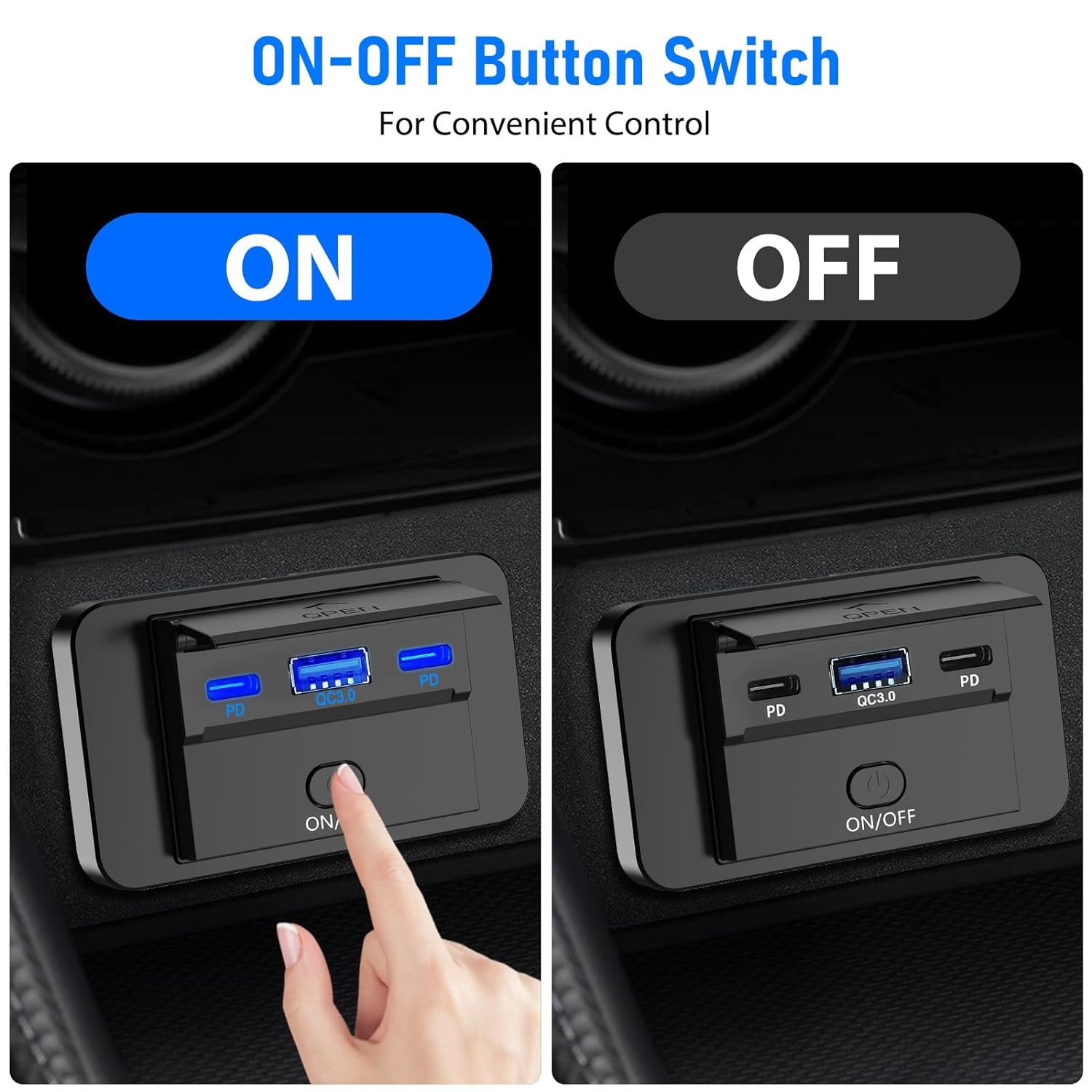 Dual 36W PD3.0 Type C & QC3.0 18W USB Panel Mount 12V Outlet for Car RV ATV Truck Marine Golf Cart