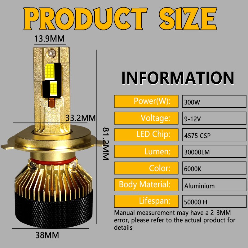 Factory 300W Super Bright 45000LM Unique Design Luces Led Para Autos LED H7 H4 9005 Auto Light Bulb Canbus Car Led Headlight