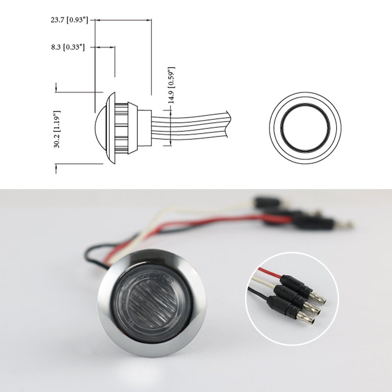 Side Marker Light Flush Mount Auxiliary Bumper air Cleaner Light Smoke Dark Lens Illuminated Decora for Truck Trailer Bus