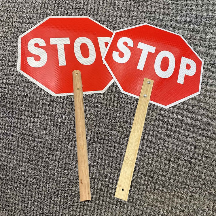 Toowin 24 Inch Lighted Stop Sign School Bus Aluminum Metal Parking Folding Custom Hand Held Stop Signs Reflective Sheeting