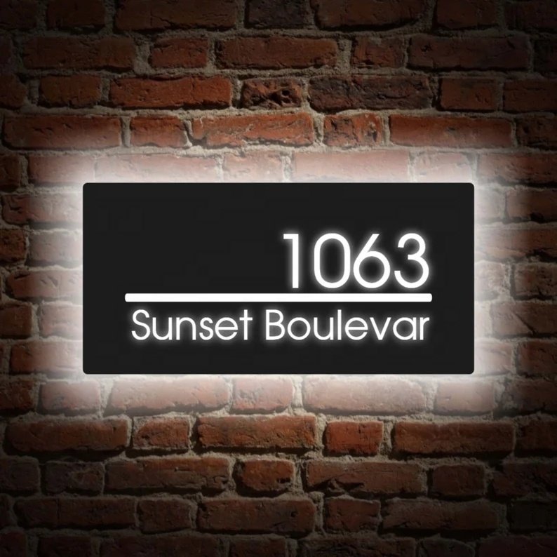 Light up Metal 3D Led House Number Sign Outdoor Backlit Hotel Room Door Plate Company Address Number Signs