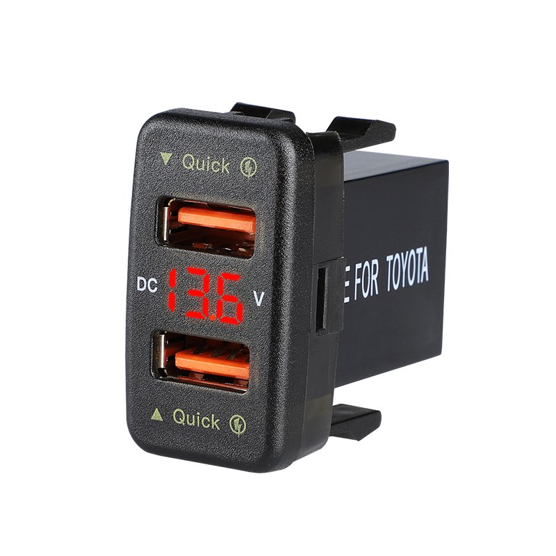 Wholesale for Toyota Panel Mount Usb Socket Quick Charging Dc 12V/24V 2 Qc3.0 Usb Phone Adapter Car Fast Charger