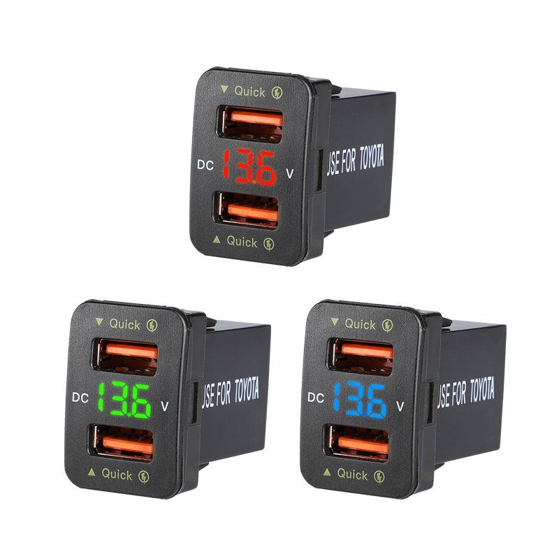 Wholesale for Toyota Panel Mount Usb Socket Quick Charging Dc 12V/24V 2 Qc3.0 Usb Phone Adapter Car Fast Charger