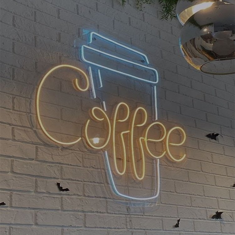 Food Drink Chain Store Design Led Light up Sign Light Wall Art Neon Sign for Store Advertising Decoration