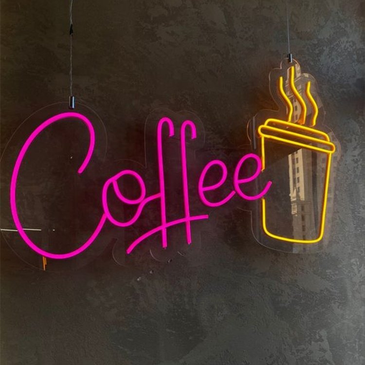 Food Drink Chain Store Design Led Light up Sign Light Wall Art Neon Sign for Store Advertising Decoration