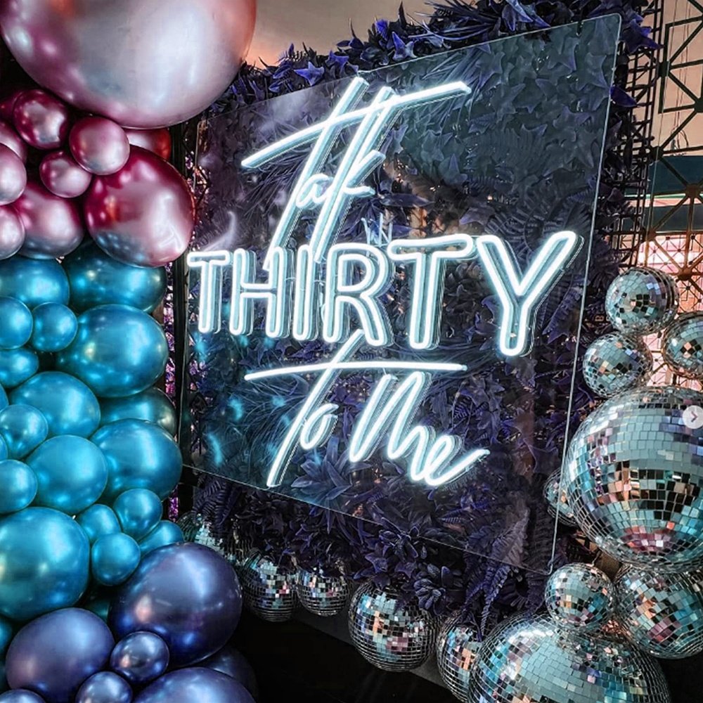 Birthday Party Neon Sign Led Celebrating Light up Sign Neon Light Design Thirty Birthday Neon Light for Wall Decoration