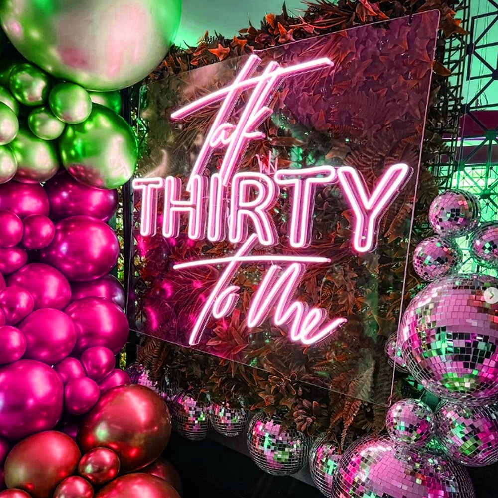 Birthday Party Neon Sign Led Celebrating Light up Sign Neon Light Design Thirty Birthday Neon Light for Wall Decoration