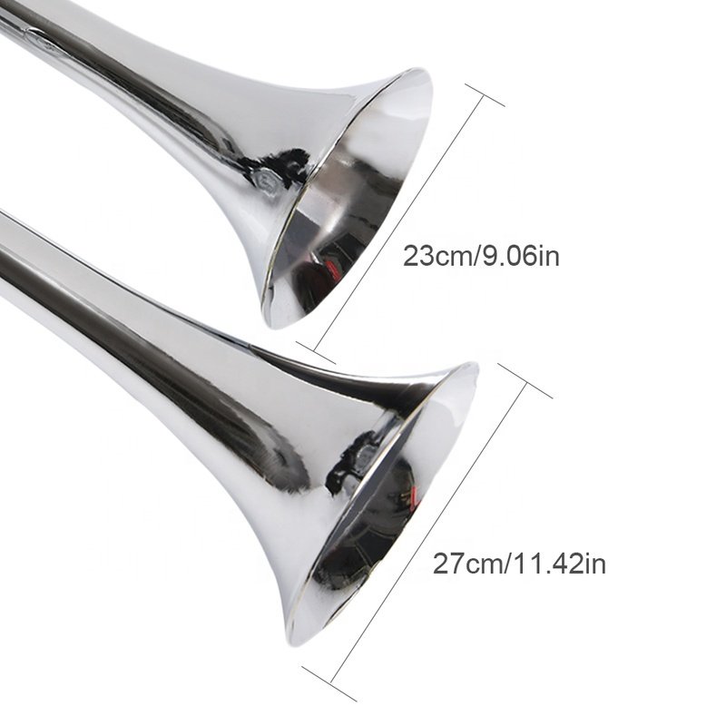 New 12/24v 135db Super Loud Chrome No Rust Triple Trumpet Air Horn Boat Bus Truck Lorry Train Motorcycle Car Horn GZHAOER HT-102