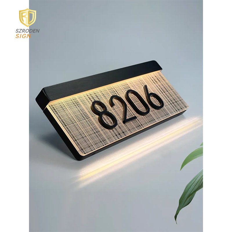 House Numbers Solar Powered Address Sign LED Illuminated Outdoor Metal Doorplate Lighted up for Home Yard Street