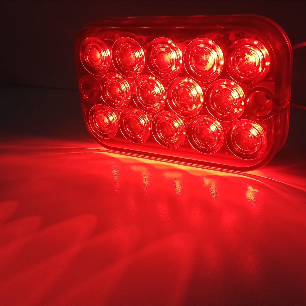 2020 Scalare 5inch 12V Rectangle Red LED White Lens Truck Stop Turn Tail Lamps Lights on Sale