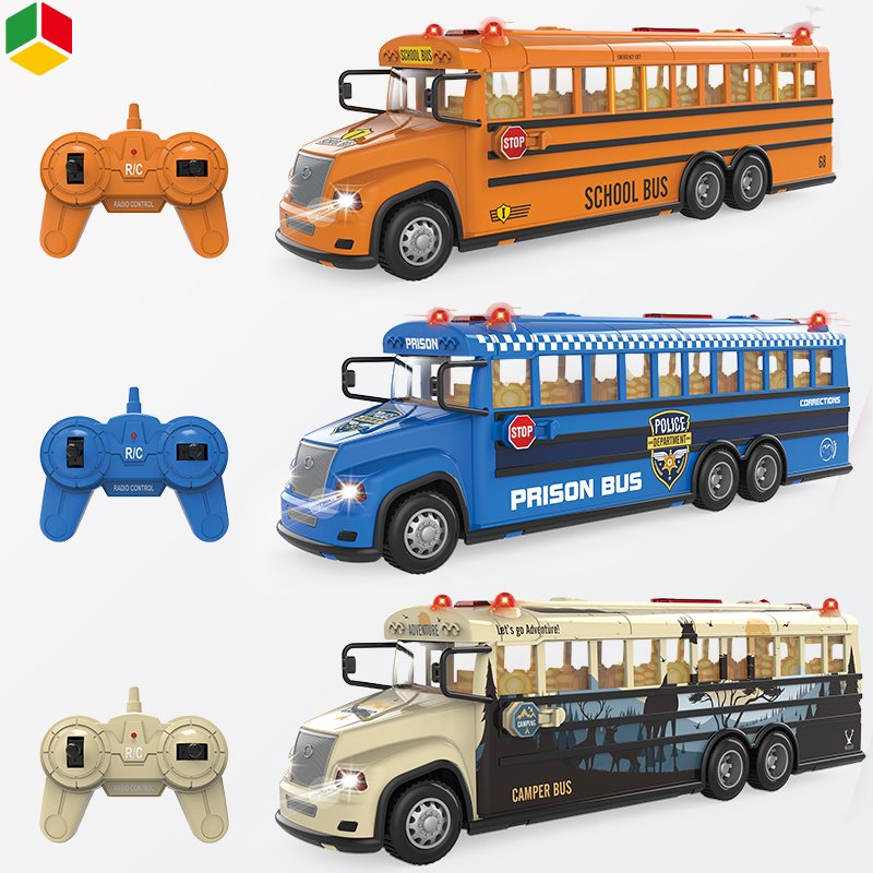 QS New Arrival Simulation RC 2.4G 4CH School Bus Remote Control Kids Car Toys With Sound Light